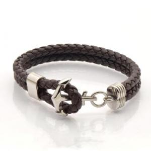 LJAB018 Stainless Steel brown leather PU bracelet